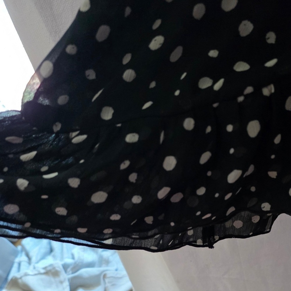 Urban Outfitters Ruffle Trim Rara Polka-Dot Mini-Skirt XL Black Tan Whimsigoth - Picture 8 of 12